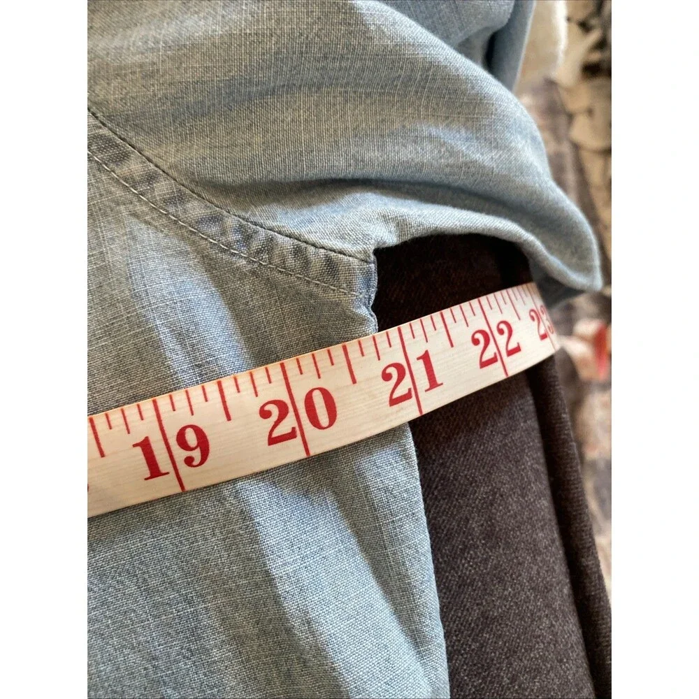 J.Crew Shirt Mens Medium Blue Organic Cotton Chambray Slim Long Sleeve Button Up